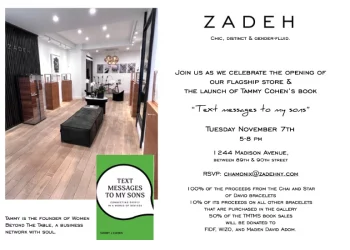 Celebrate the opening of ZADEH flagship store & the launch of Tammy Cohen’s book