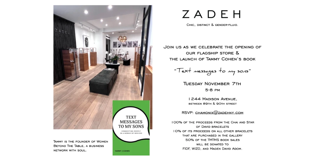 Celebrate the opening of ZADEH flagship store & the launch of Tammy Cohen’s book